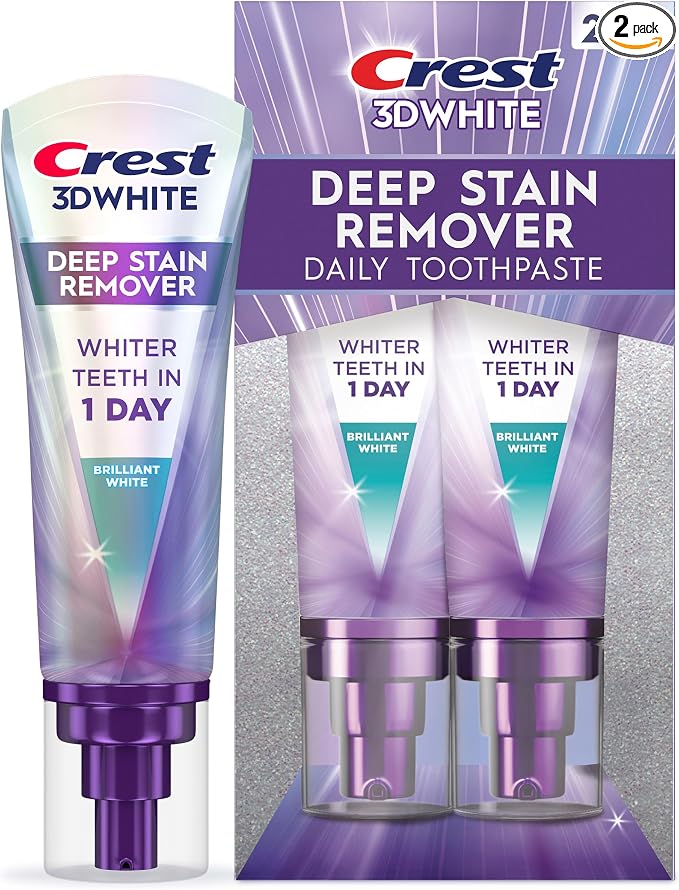 Crest 3D White Deep Stain Remover toothpaste, two 3.1-ounce tubes