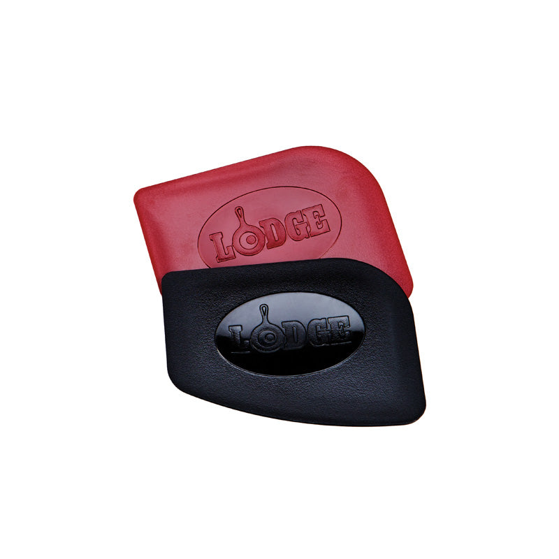 Lodge red and black pan scrapers in a two-piece set
